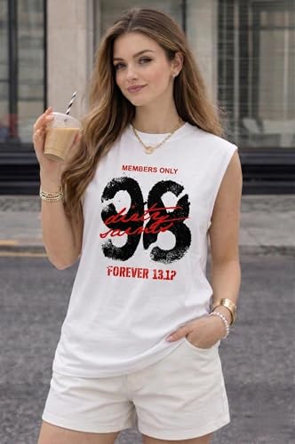 Image of Mack Jonney Women's Printed Cotton Sleeveless Vest | Round Neckt-Shirt| Casual Gym Tank Top-M.J8299