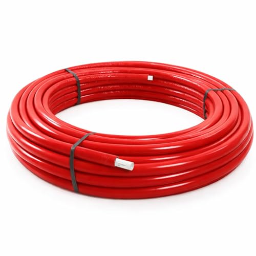 Tuyau multicouche isolé ISOCLIMA diamètre 16/20/26/32 mm revêtu de gaine isolante - rouleau de 25 ou 50 mètres pour systèmes hydrauliques, eau chaude/froide et chauffage (rouge 20 mm 50 m)