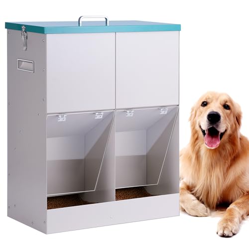 Svauoumu Comedero automático para perros de 46 LBS de metal galvanizado, estación de alimentación para 2 perros grandes (46LBS)