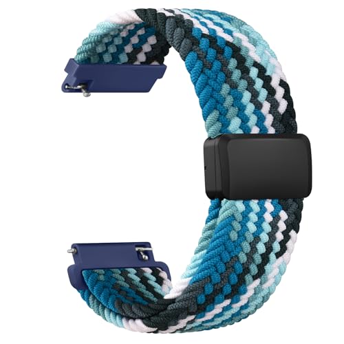 ZGCE Correa de Reloj de Repuesto de Nylon, 20mm Correas para Hombre y Mujer, Pulsera Elástica Tejida con Ajuste de Imán, Pulseras de Repuesto de 20mm de Liberación Rápida (Azul Océano)
