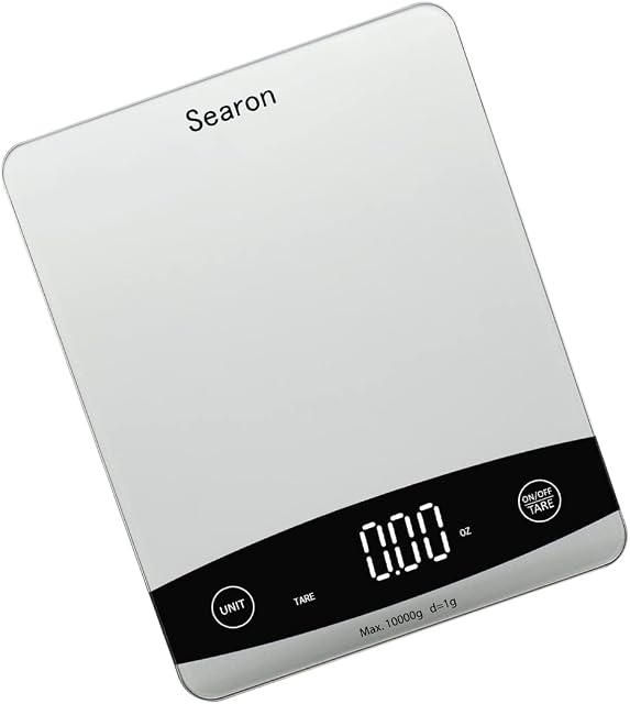 Searon Digital Food Kitchen Scale, Multifunction Scale for Food Ounces and Grams Ml Lb,10Kg/22Lb Capacity for Weight Loss, Baking, Cooking, Keto Tempered Glass Panel