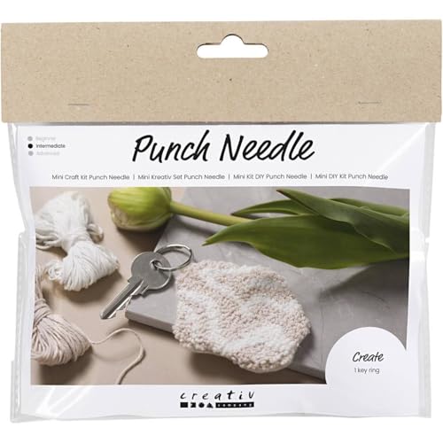 Creativ Mini Bastelset Punch Needle Schlüsselanhänger Beige