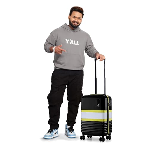 Image of Nasher Miles Mexico Hard-Sided Polycarbonate 8 Wheels Double Spinner Cabin Luggage Black and Grey 20 inch |55cm Trolley Bag,Small