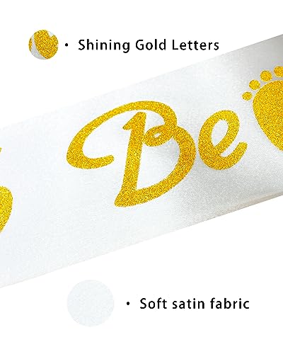 Image of Mom to be Sash, Satin with Gitter Font and Baby Foot, Best Baby Shower Mommy Decor, Gender Reveal Party Boy Or Girl