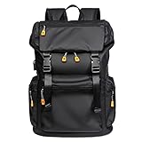 FANDARE Mochila Grande para Portátil con Puerto de Carga USB, Bolsa Ligera de Poliéster Unisex, Compatible con Ordenadores 15,6 Pulgadas para Transporte, Mochila Casual para Viaje Trabajo Negro