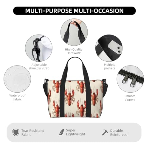 Laptop Tote Bag for Women Work - Realistic Lobster Print Weekender Overnight Bags for Women Travel, Gym Duffle Bag for Men, Personal Item Crossbody Travel Bags for Men Carry On3