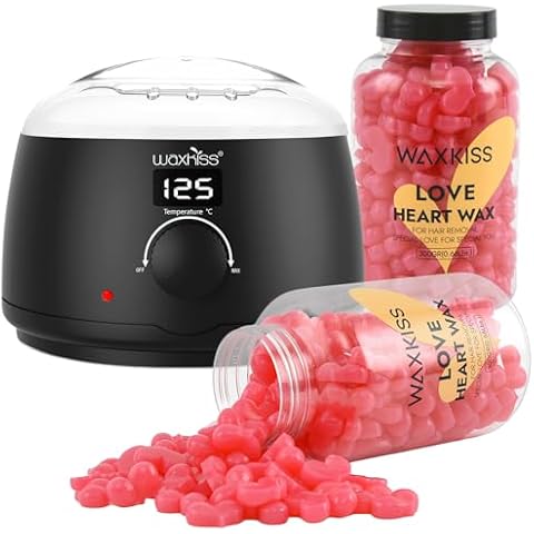 Waxkiss 14 Oz Wax Warmer and 2 Jars of Heart Waxing Beans for Facial Waxing Cover