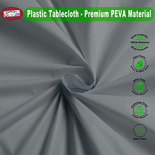 Party Ulyja Silver Plastic Table Cloths For Parties 2-Pack Disposable Table Covers 84" Galaxy Grey Gray Tablecloths For Round Tables Baptism Thanksgiving Events (Heavy Duty, Extra Durable, Reusable) #TOP1