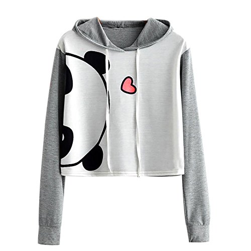 Sudaderas Mujer con Capucha,ZARLLE Mujer Primavera OtoñO Sudaderas Panda ImpresióN De Amor Camisetas De Manga Larga Suelta Blusas Mujer Hooded Pullover Tops Labor De Retazos