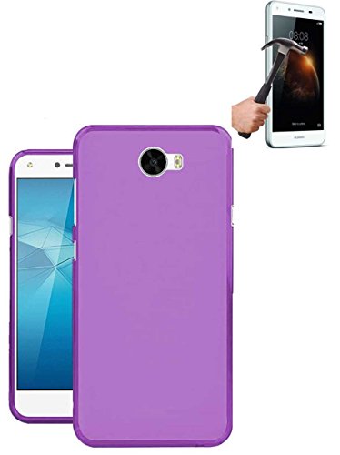 Todobarato24h Funda TPU Lisa Compatible con Huawei Y6 II Compact / Y5 II 2016 Morada + Protector DE Cristal Templado