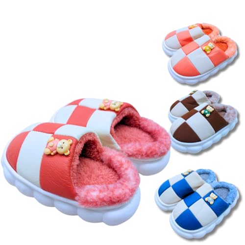 Pantufa Infantil Felpudo Solado Nuvem Confortável Sola Antiderrapante Borracha Forrada Pelinhos Unissex Emborrachada Macia Pelúcia 3D Quentinha Chinelo (ROSÉ, BR, Criança de 1 a 3 anos, Numérico, 22)
