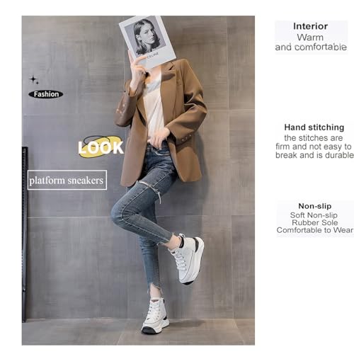 Women's Platform Height Increasing Sneakers,Stylish Comfortable Hidden Height Increase Leather Upper Casual Platform Shoes.3