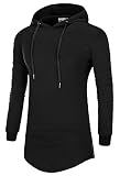 Hanga Roa Sudadera con capucha y cordón para hombre, diseño de camuflaje, ajustada, con cremallera, color negro, talla L