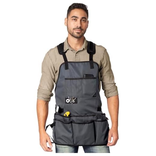 Under NY Sky Tool Apron – Magnetic Tool Holder – Heavy Duty Gray Oxford Canvas – Cross-Back – 18 Pockets – Adjustable for Men, Women – Pro Mechanic, Woodworker, Carpenter, Electrician, Gardener Apron