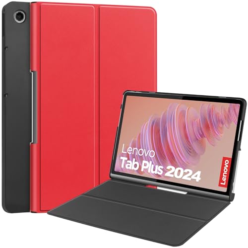 GOZOPO Funda para Lenovo Tab Plus (2024) 11.5 Pulgadas, Ultra Slim Protectora Delgada Carcasa con Soporte y Auto-Estela/Sueño, Rojo