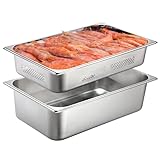 Tioncy 2 Pack Full Size Hotel Pans with Perforated Steam Pan, Stainless Steel Steam Table Pan Multifunctional Food Chafing Supplies for Restaurant Kitchen(Full Size, 4 Inches, 6 Inches)