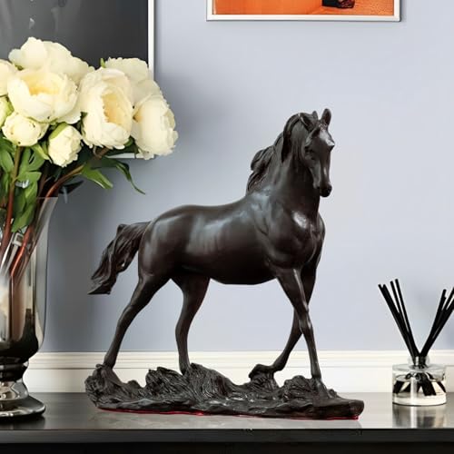 Estatua de caballo de bronce de 19 cm, escultura de semental hecha a mano, figura clásica de arte animal occidental para el hogar, escritorio de oficina y decoración de estantes, regalo elegante para