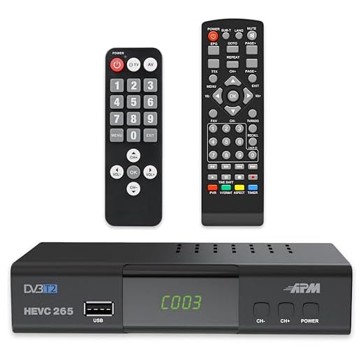 APM Décodeur TNT Full HD 1080p, Tuner TNT H.265 HEVC, Télécommande Simplifiée, Démodulateur DVB-T2 DVB-C Ports HDMI, Péritel, USB, Coax. Chaînes Terrestres Gratuites France Allemagne Espagne, 428002