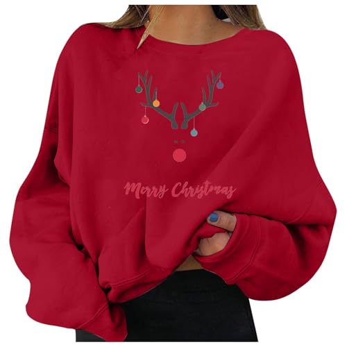 Weihnachten Sweatshirt Damen Weihnachts Pullover Elch Drucken...