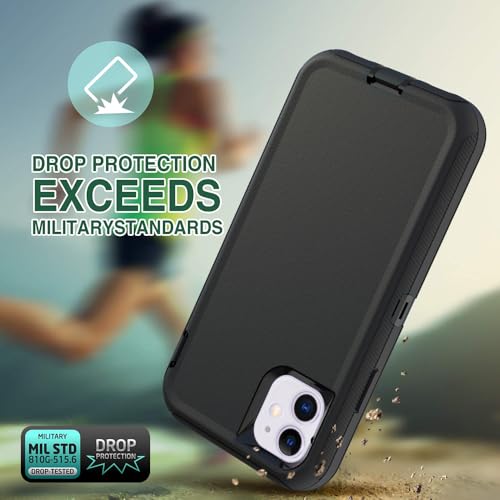 Image of Case for iPhone 11, Heavy-Duty Tough Rugged Shockproof Drop Protective Cover Phone Cases, Black