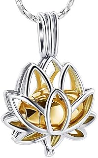 Imrsanl Cremation Jewelry for Ashes - Lotus Flower Ashes Pendant Necklace with Mini