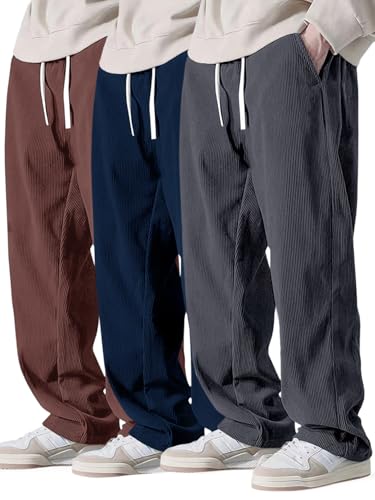 Image of Pinkmint Men's Poly Lycra Ribbed Relaxed Fit Stretchable & Comfortable Trouser | Flexible Elastic Waist with Drawstring Lower for Man