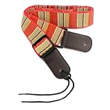 Kisangel Bunter Gitarrengurt mit Lederenden Verstellbarer E gitarrengurt mit Atmungsaktiv Gepolstertem Schulterbereich Gestreifter Bassgurt für Gitarre und Ukulele