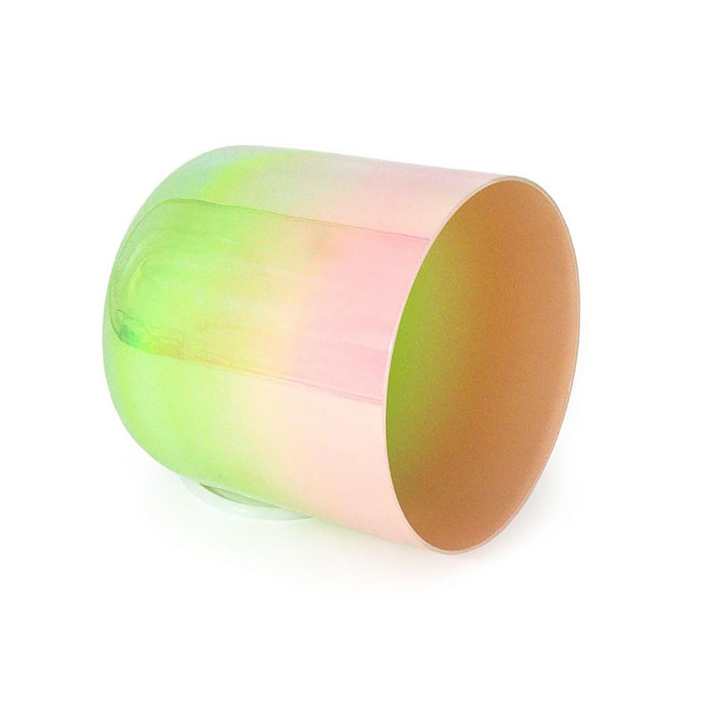 8 Inch Pink Green Alchemy Crystal Singing Bowl, Tibetan Sound Bowl, Gift For Yoga Meditation & Sound Healing, With Free Acrylic Striker & O-ring(D Note)
