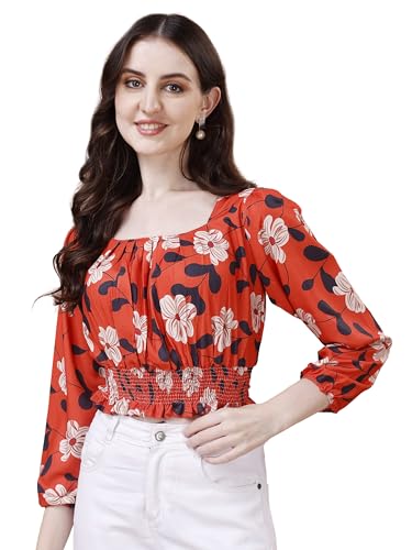 Image of Wedani Women's Casual Foral Print Puff Sleeve Regular Top