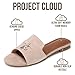 Project Cloud 100% Genuine Leather Sandals Women Dressy - Non-Slip Womens Sandals with Memory Foam Insole Slides for Women Footwear - Lightweight Flat Sandals for Women 2026 (Cannes, LATTESUED,10M)