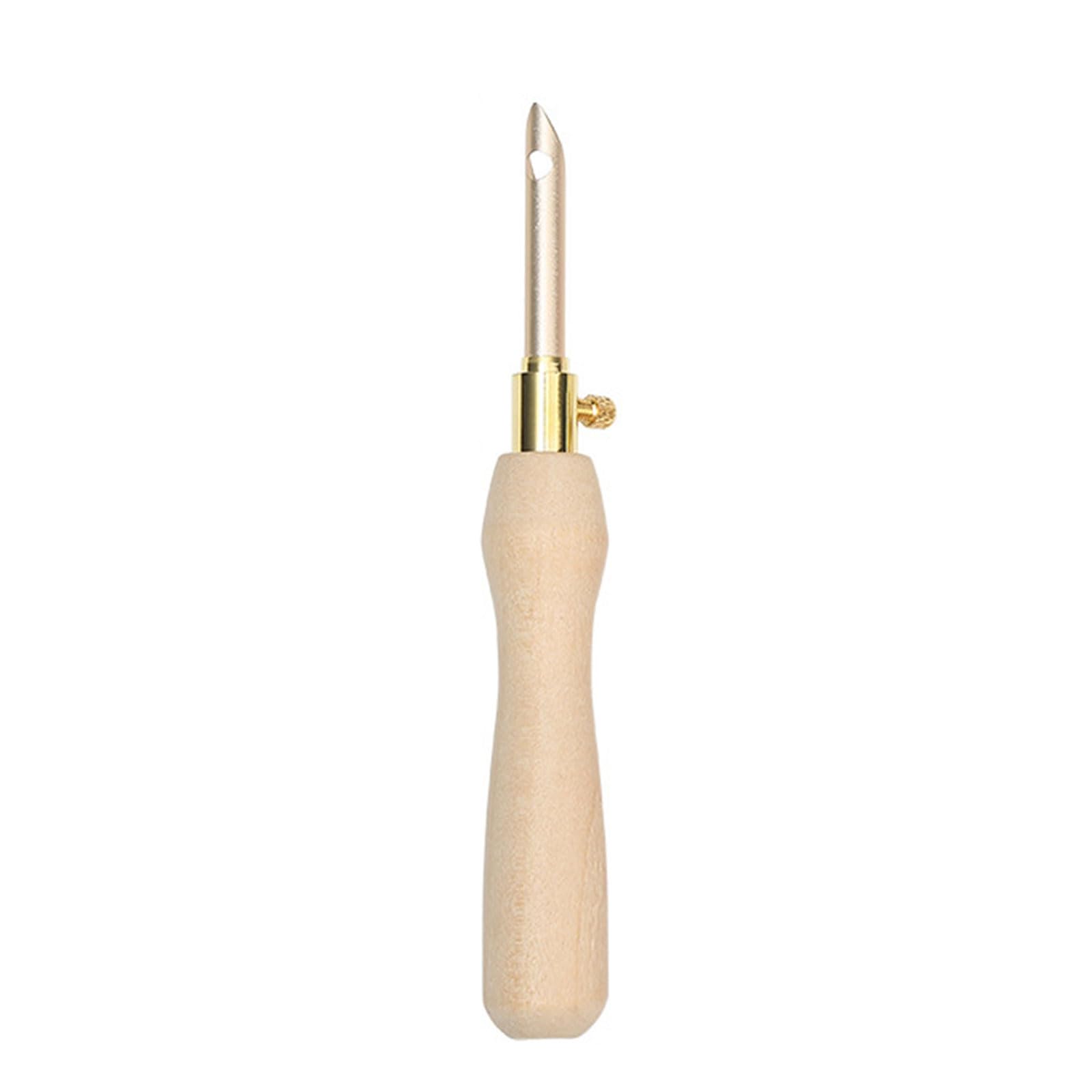Buxuaaaa Gold Punching Needle Embroidery Pen Wood Handle Embroidery Pen Adjustable Punching Needle For Beginner Fashionable