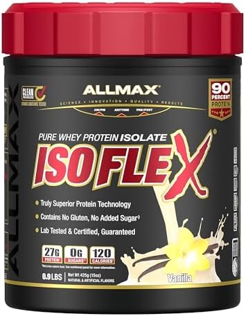 ALLMAX Nutrition - ISOFLEX - 100% Ultra-Pure Whey Protein Isolate - Vanilla - 1 Pound
