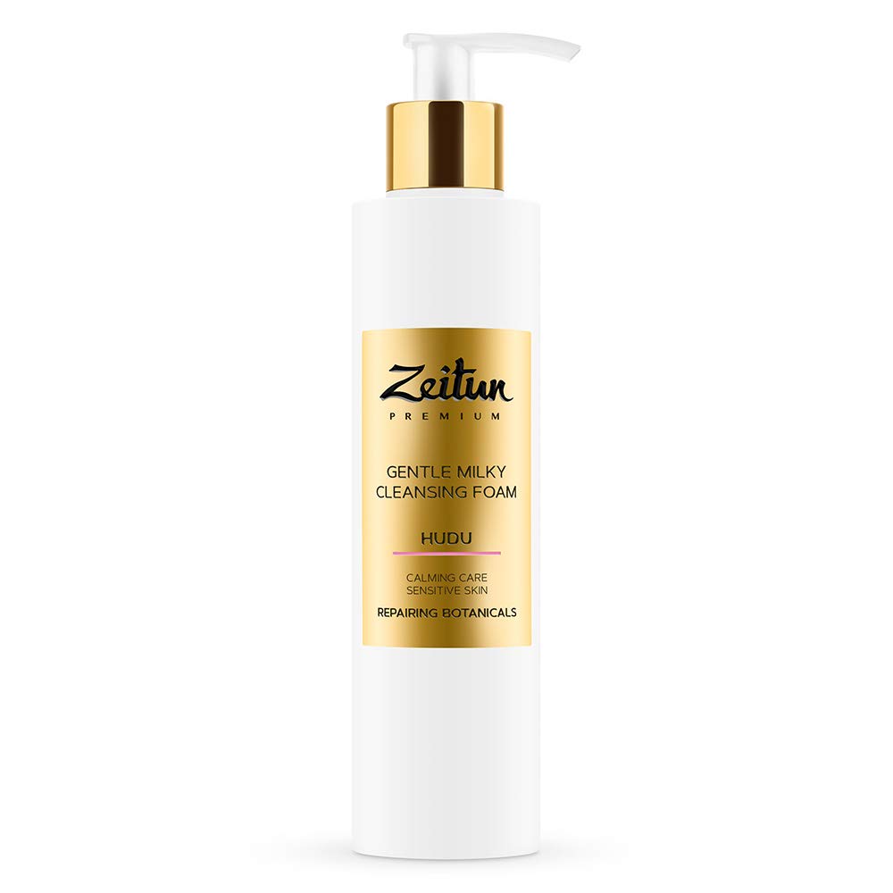 ZeitunFoam Cleanser - Hudu - Gentle Milk Cleanser For Face - Calming & Soothing Care For Sensitive Skin With Repairing Botanicals 6.8 oz