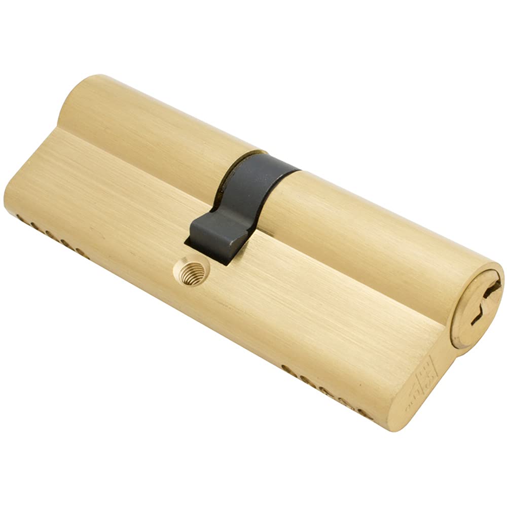 Loops 90Mm Euro Double Cylinder Lock Keyed To Differ 5 Pin Satin Brass Door