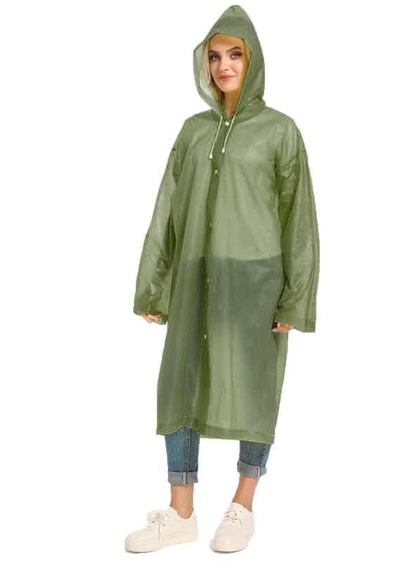 Image of OKARA EVA Waterproof Rain Coat Hooded Outdoor Water Resistant Suit Portable Men and Women