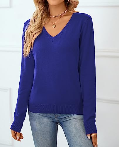 Image of QUALFORT Women's 100% Cotton Sweater, Basic Lightweight Long Sleeve Pullover