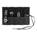 Hide & Drink Waxed Canvas Travel Watch Roll Organizer Holds Up to 4 Watches Handmade Charcoal Black