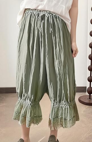 Image of UAURORAO Women Lace Trim Bloomer Pants Flowy Culottes Pantaloons Bloomers