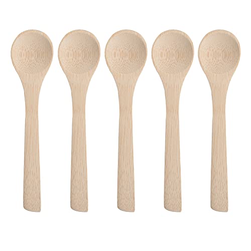 5 cucharas pequeñas de madera para servir cucharas, azúcar, sal, cocina, cucharilla de miel de madera sin terminar, hecha a mano, para mezclar especias, mermelada, helado, condimentos Cover