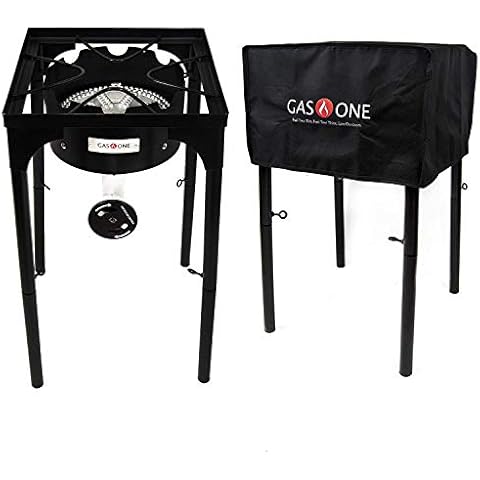 GasOne B-3600H Propane Cover 200,000-BTU Brewing Burner with Adjus, Black Cover