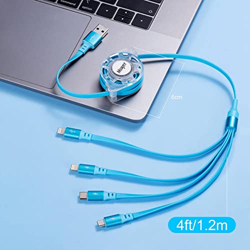 Multi Charging Cable 4A 2Pack 4Ft Retractable Fast Charger Cable 4 In 1 Multi Charging Cord Usb Cable With Lightning/Type C/Micro Usb Ports For Cell Phones,Iphone,Ipad,Samsung Galaxy,Tablets And More #TOP6