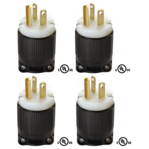 OCSParts 6-20P Grounding Plug, 20A 250V AC, 2 Pole 3 Wire, cUL Listed, NEMA 6-20 (Pack of 5)