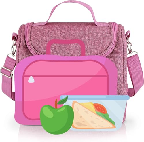Bolsa Lancheira Térmica Com Alça Para Marmita quente e frio Trabalho Passeios Escola (rosa)