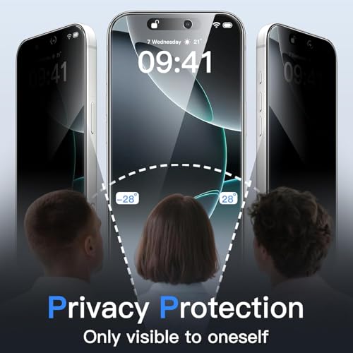 Image of FabeKee Privacy Screen Protector for iphone 15 pro 9H Tempered Glass, Anti-Spy Protection, Scratch-Resistant, HD Clarity (1 Pack)