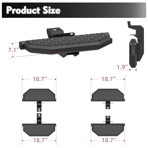 FASTAGEI Crew Cab Running Boards Side Steps Compatible with 2007-2018 Jeep Wrangler JK 4 Door, 700LBS Capacity Reinforced Carbon Steel with Anti-Slip Black Powder Coated, Scratch Rust Resistant（4PCS） — view 6