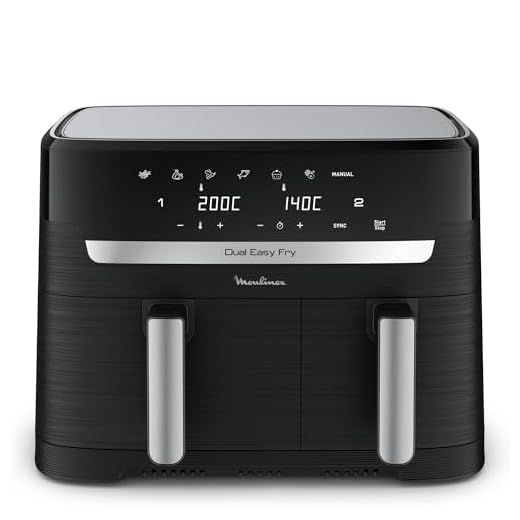 Moulinex Easy Fry Dual Friteuse sans huile, Capacité 8,3 L, Jusqu'à 8 personnes, 7 programmes automatiques, Ecran digital, Économie d'énergie, Application Moulinex, air fryer EZ901820
