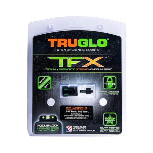 Image of TRUGLO TFX Handgun Sight | Durable Shock-Resistant Compact Brightly Glowing Tritium & Fiber-Optic Xtreme Day /Night Sight for Handguns