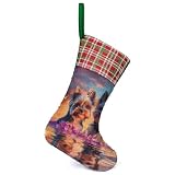 Lindo Yorkshire Terrier - Calcetín de Navidad personalizado con lentejuelas que cambian de color, para colgar en el árbol de Navidad