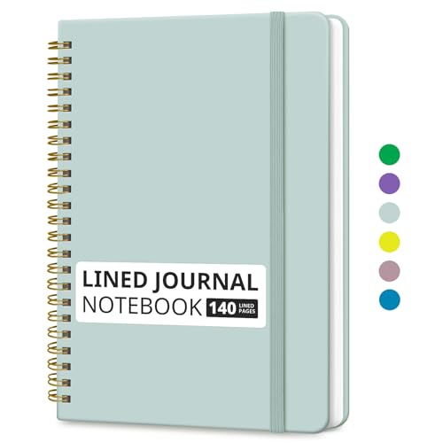 Image of Taja Lined Spiral Journal Notebook for Women & Men, 140 Pages, College Ruled Hardcover Notebook for Work & Note Taking, Journals for Writing, A5(5.7 inch x 7.9 inch) - Dusty Blue