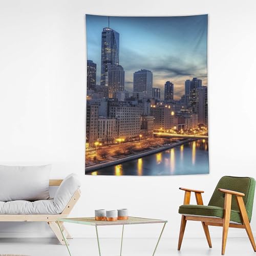 Tapisserie murale de ville esthétique grand format 152x203 cm pour chambre